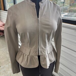 INC International Concepts Women's Taupe Leather Jacket